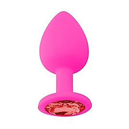 Taşlı Silikon Anal Tıkaç - Pembe